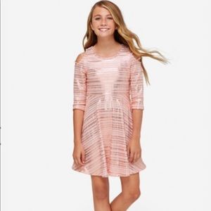 Justice pink and rosegold foil dress